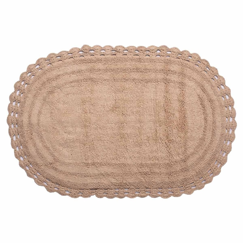 Πατάκι Μπάνιου Silk Fashion Οβάλ Βαμβακερό 60x100 cm - Μπεζ