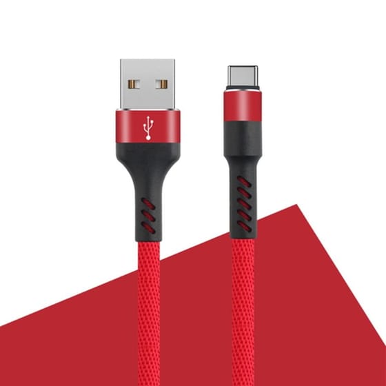 Καλώδιο Φόρτισης Maxlife MXUC-01 USB-Α σε USB-C 1.0m - Red Nylon image 1
