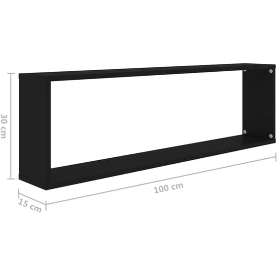 Ράφια Τοίχου VidaXL Κύβοι από Μοριοσανίδα 100x15x30 cm 2 Τμχ - Μαύρο image 8
