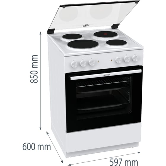 Ηλεκτρική Κουζίνα Εμαγιέ GORENJE GE6A40WB 71 lt Λευκό image 5