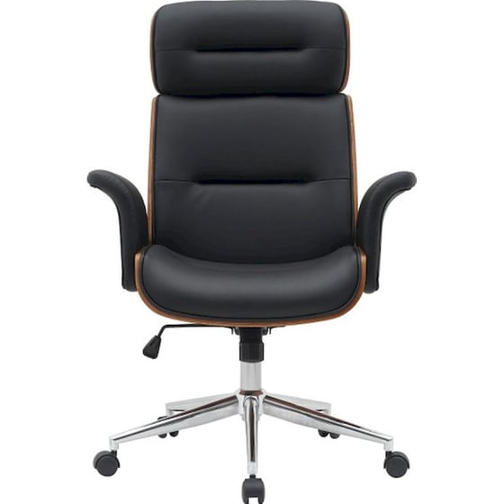 Καρέκλα Διευθυντική 24Mall Cara από Τεχνητό Δέρμα & Ξύλο Plywood - Μαύρη/ Καφέ image 4