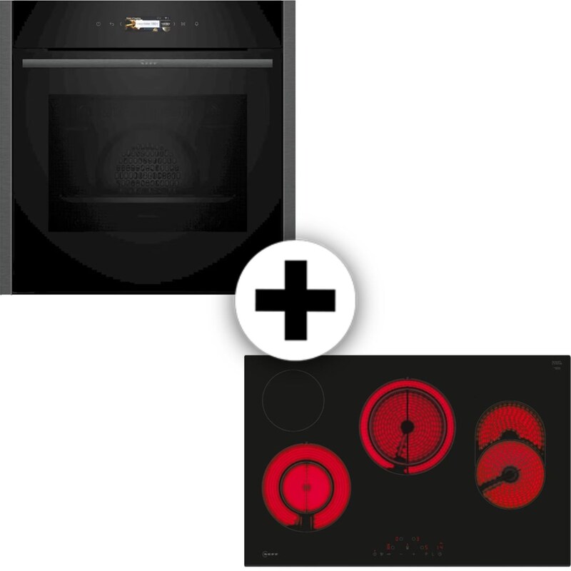 NEFF B24CR71G0 T18FDH9L 71 Lt Μαύρο Εντοιχιζόμενος Σετ Φούρνος και Εστία