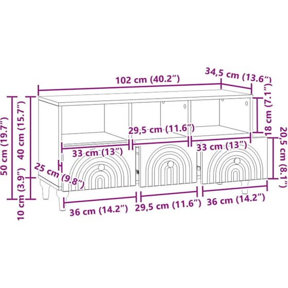 Έπιπλο Τηλεόρασης VidaXL 102x34.5x50 cm - Γκρι Σκυροδέματος image 8