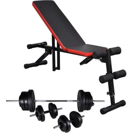 Ρυθμιζόμενος Πάγκος Γυμναστικής VidaXL 125x35cm 60.5kg - Μαύρος/Κόκκινος