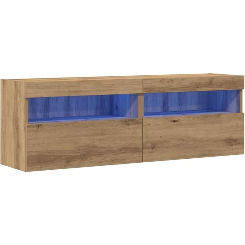 Έπιπλο Τηλεόρασης VidaXL Επιτοίχιο με LED 2 τμχ 60 x 30 x 40 cm - Artisan Δρυς