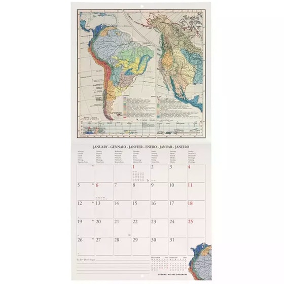 Ημερολόγιο Τοίχου Legami 2026 Vintage Maps 18x18cm image 1