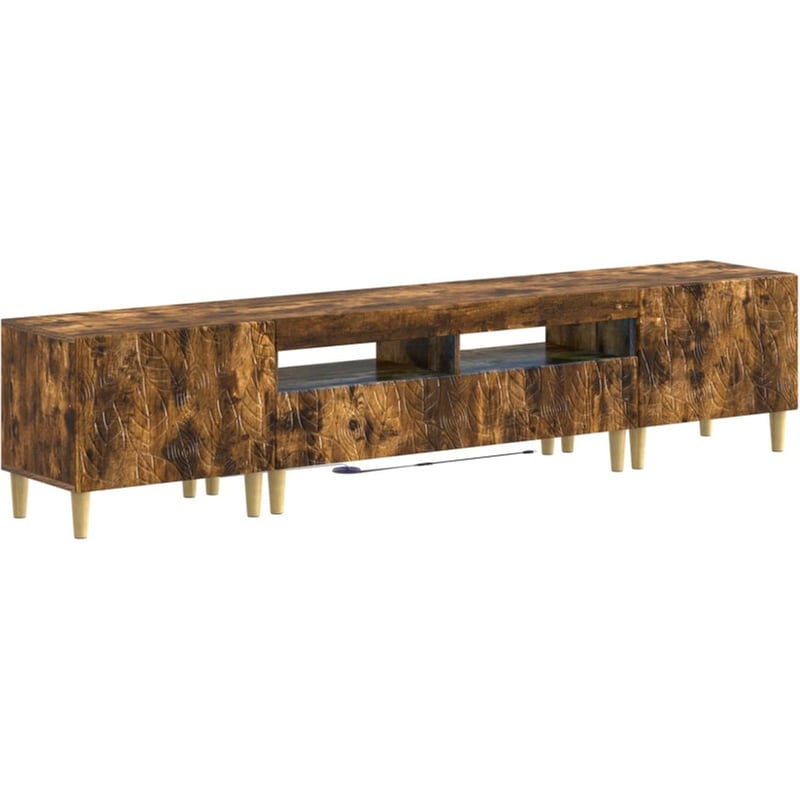 Έπιπλο Τηλεόρασης VidaXL DELFT με LED 3 τμχ 198 x 35 x 43 cm - Καπνιστή Δρυς
