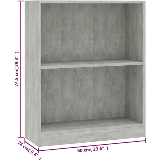 Βιβλιοθήκη VidaXL από Μοριοσανίδα 60x24x76 cm - Γκρι image 5
