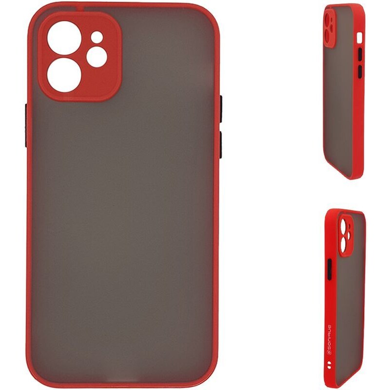 Θήκη Apple iPhone 12 - Sonique Color Button Bumper - Κόκκινο