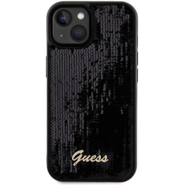 Guess  Quot;sequin Script Metal Quot; Hard Case Iphone 15 (black – Guhcp15spsfdgsk)