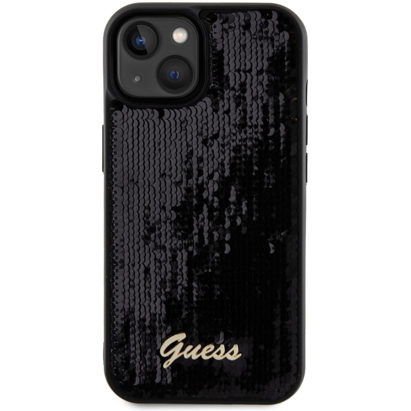 GUESS Guess Quot;sequin Script Metal Quot; Hard Case Iphone 15 (black – Guhcp15spsfdgsk)