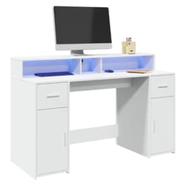 Γραφείο VidaXL με LED από Επεξεργασμένο Ξύλο 140x55x91 cm - Λευκό