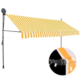 Τέντα Vidaxl Συρόμενη Χειροκίνητη με LED 400cm - Λευκό/Πορτοκαλί
