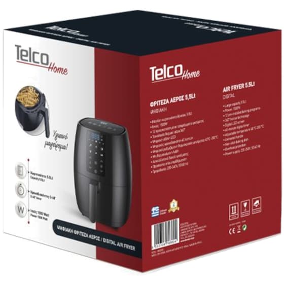TELCO 060083 με Αποσπώμενο Κάδο 1500W 5.5 L Μαύρο Φριτέζα Αέρος image 2