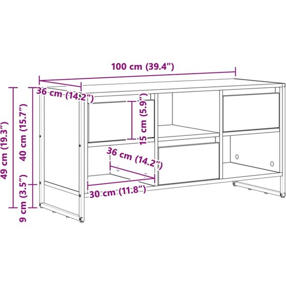 Έπιπλο Τηλεόρασης VidaXL 100 x 36 x 49,5 cm - Γκρι Sonoma image 7