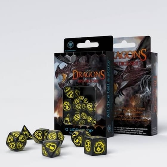 Σετ Ζάρια - Dragons Rpg Dice Set - Black And Yellow image 0