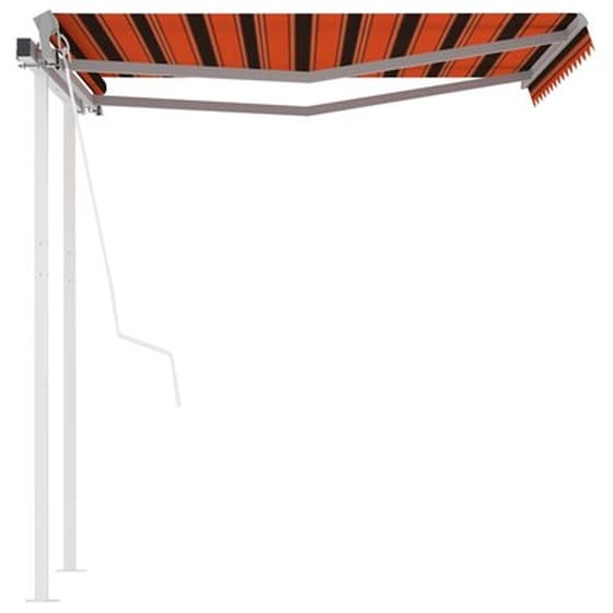 Τέντα Vidaxl Συρόμενη Αυτόματη με Στύλους 3.5x2.5m - Πορτοκαλί/Καφέ image 2