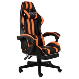 Gaming Καρέκλα VidaXL Racing με Υποπόδιο από Τεχνητό Δέρμα - Μαύρη/Πορτοκαλί