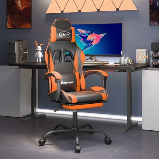 Καρέκλα Gaming VIDAXL 3143884 με Υποπόδιο από Τεχνητό Δέρμα - Μαύρο image 9