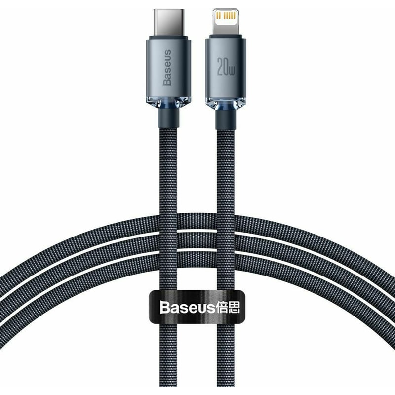 Baseus Καλώδιο Φόρτισης Crystal Shine USB-C ,Lightning, 20W, PD, 1.2m - Μαύρο