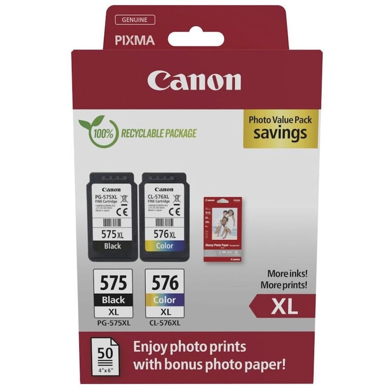 CANON Canon Pg-575XL/Cl-576XL Πολλαπλό Πακέτο 2 Μελανιών Εκτυπωτή 5437C006