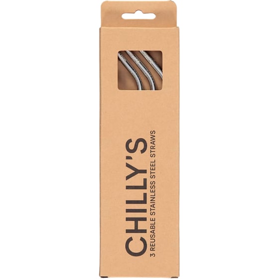 Επαναχρησιμοποιήσιμα Καλαμάκια Chilly's Ανοξείδωτα - Ασημί image 1