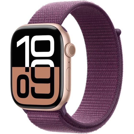 Apple Watch Series 10 GPS 46mm Rose Gold Aluminium Case with Plum Sport Loop image 0