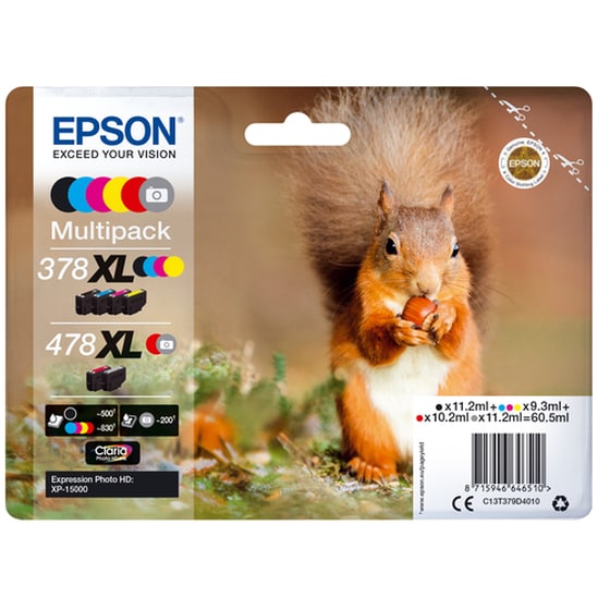 Epson 378XL Πολλαπλό / Μαύρο Πακέτο 6 Μελανιών Εκτυπωτή C13T379D4010 image 1