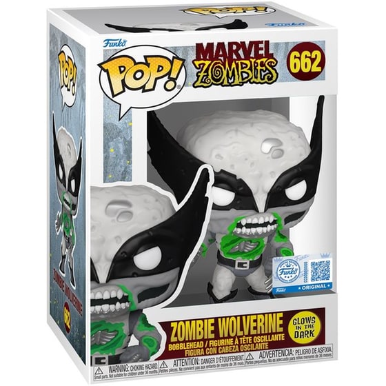 Funko Pop! Marvel: Zombies - Wolverine (B&W) (Glows in The Dark) (Special Edition) #662 Vinyl Figure image 1