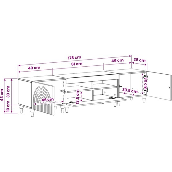 Έπιπλο Τηλεόρασης VidaXL με LED 3 τμχ 178 x 35 x 43 cm - Γκρι Sonoma image 6