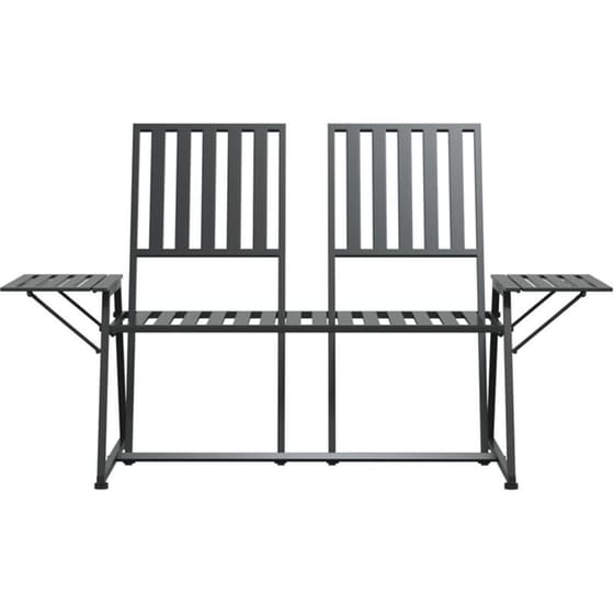 Διθέσιο Παγκάκι Κήπου VidaXL Ατσάλινο 165x75x93 cm - Μαύρο image 1
