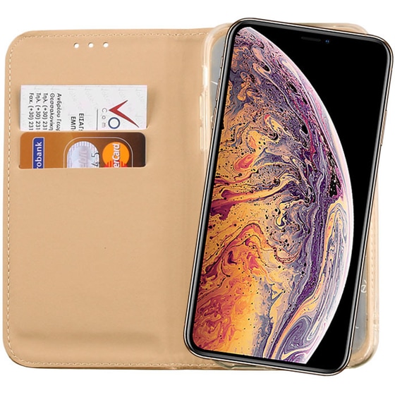Θήκη Apple iPhone XS Max - Volte-tel Pocket Magnet Book Stand - Gold image 2