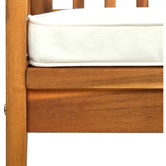 Παγκάκι Κήπου VidaXL με Μαξιλάρι από Μασίφ Ξύλο Ακακίας 147x64x90 cm - Καφέ/Λευκό image 6