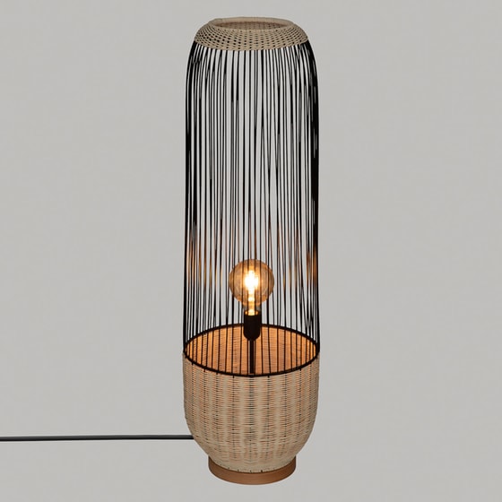 Φωτιστικό Δαπέδου Spitishop E27 Ψάθινο - Μπεζ/Μαύρο image 3