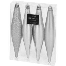 Σετ Χριστουγεννιάτικα Στολίδια K-m Silver Can059648 Πλαστικό 4 Τμχ - Ρόμβος