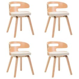Καρέκλες Τραπεζαρίας Vidaxl από Λυγισμένο Ξύλο/Συνθετικό Δέρμα 4 Τμχ - Κρεμ