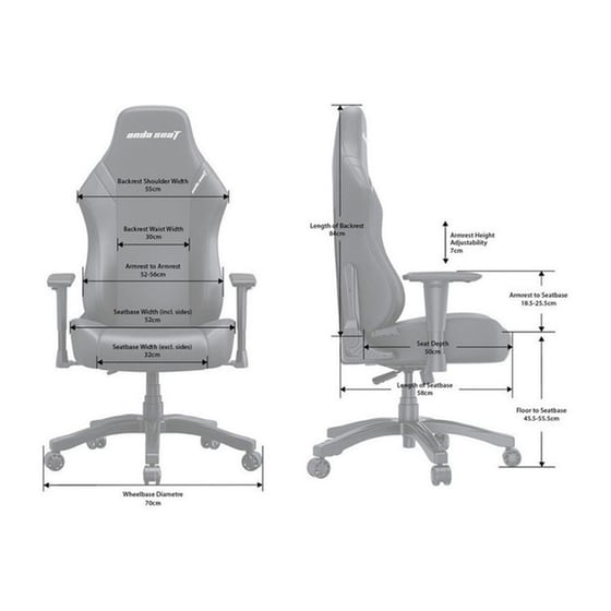 Καρέκλα Gaming Anda Seat Luna Υφασμάτινη - Γκρι image 4