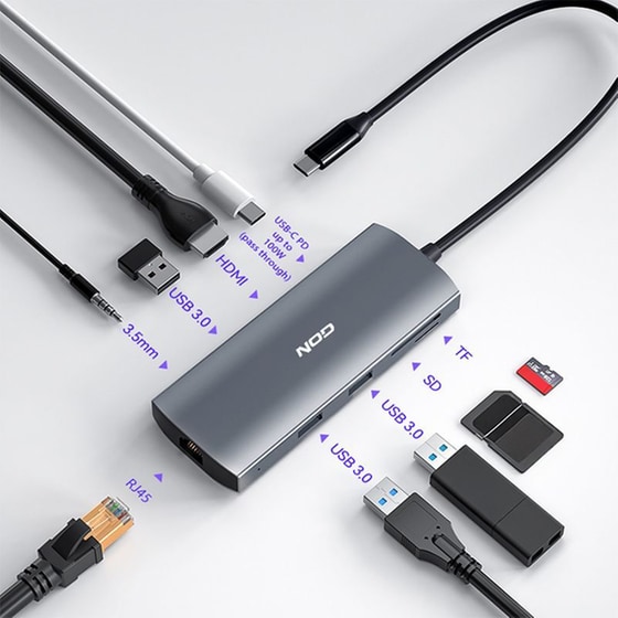 NOD C-Dock 9 USB Hub με 9 θύρες - Ασημί image 6