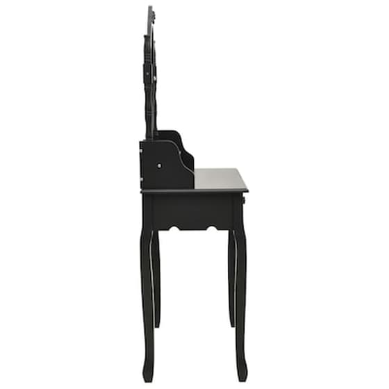 Vidaxl Μπουντουάρ Με Σκαμπό Μαύρο 75 X 69 X 140 Εκ. Ξύλο Παυλώνιας image 5