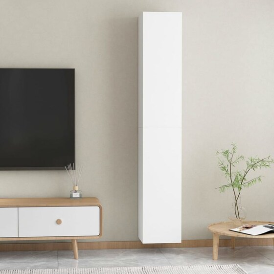 Έπιπλα Τηλεόρασης VidaXL Μοριοσανίδα 2 Τμχ 30.5x30x90cm - Λευκό image 3
