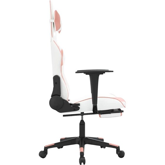 Καρέκλα Gaming VIDAXL 345466 με Υποπόδιο από Τεχνητό Δέρμα - Λευκό image 4