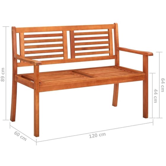 Διθέσιο Παγκάκι Κήπου VidaXL Με Μαξιλάρι από Μασίφ Ξύλο Ευκαλύπτου 120x60x89 cm - Καφέ/Μπλε image 9