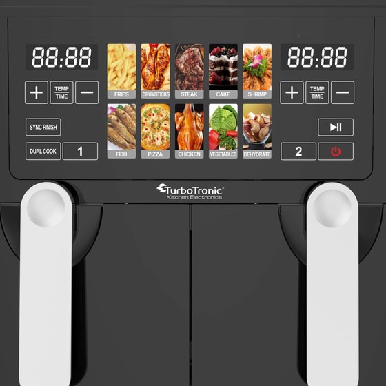 TURBOTRONIC TT-DAF8 2600 W με Αποσπώμενο Κάδο 9 L Μαύρη Διπλή Φριτέζα Αέρος- image 1