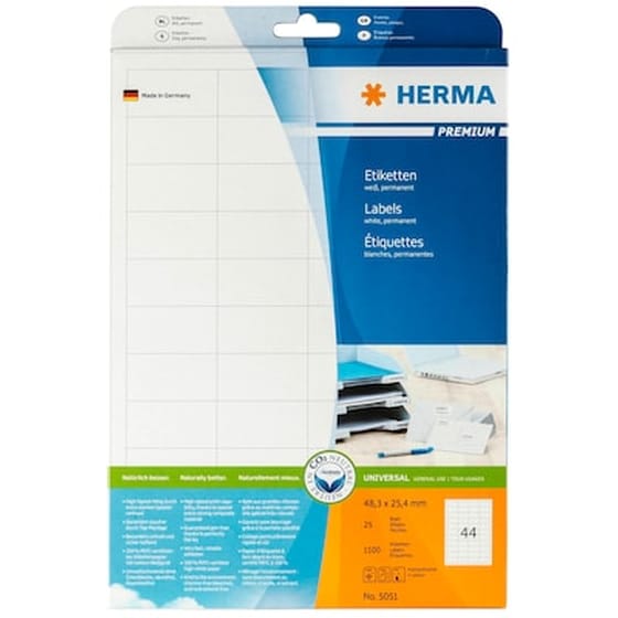Herma Labels Χαρτί για Ετικέτες 48.3x25.4mm 1100 τεμάχια 25 φύλλα image 0
