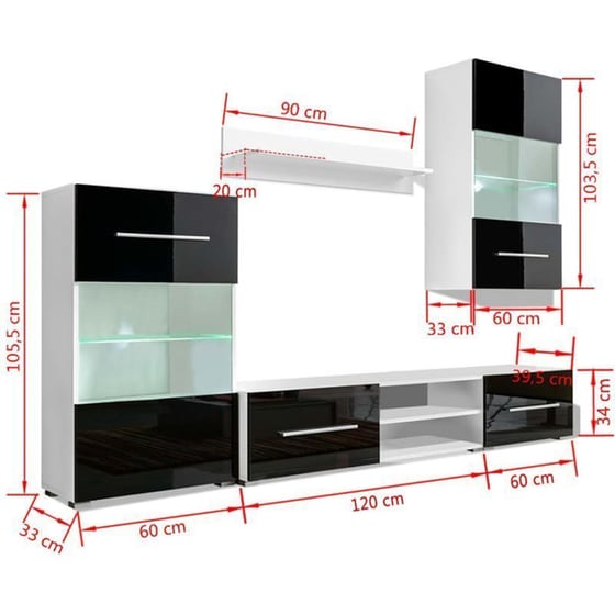 Έπιπλα Τηλεόρασης VidaXL Μοριοσανίδα 5 Τμχ 240x33x105.5cm - Μαύρο image 8