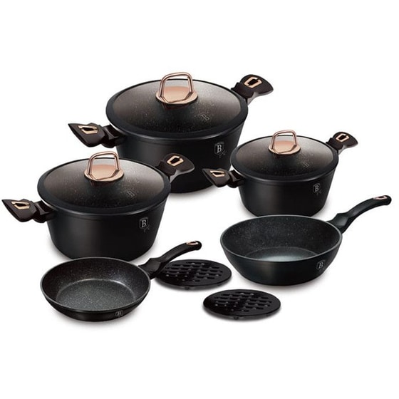 Σετ Μαγειρικά Σκεύη BERLINGER BH8168Ν 10 τμχ Μαύρο image 0