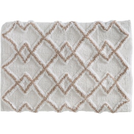 Πατάκι Μπάνιου Spitishop F-v Ethnic Taupe 174630a Βαμβακερό 50x75cm - Λευκό/Μπεζ