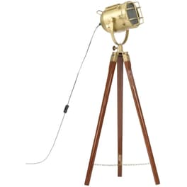Vidaxl Φωτιστικό Δαπέδου Προβολέας Τρίποδο 97 Εκ. Μασίφ Ξύλο Μάνγκο