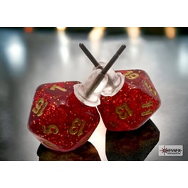 Καρφωτά Σκουλαρίκια Chessex Glitter Ruby Mini-poly D20 - Κόκκινα