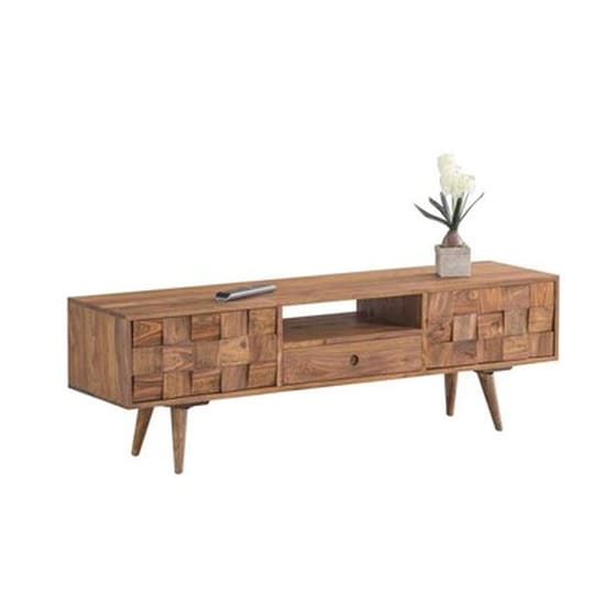 Έπιπλο Τηλεόρασης Woodwell Ξύλο Ακακία 140x35x45 cm  - Καφέ image 1